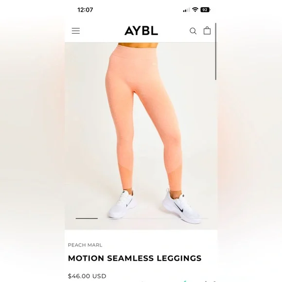 AYBL Motion Seamless Leggings (S). Color: Peach Marl. New with tags!